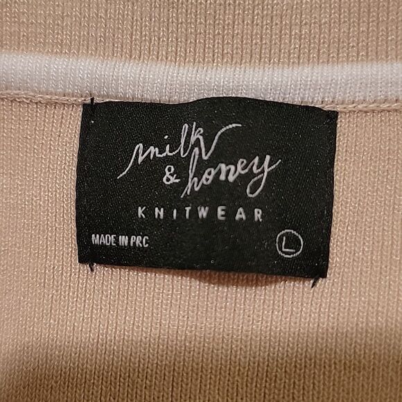 NWT Milk &Honey Beige /white Button Up Tank Top Sz L - Picture 8 of 9